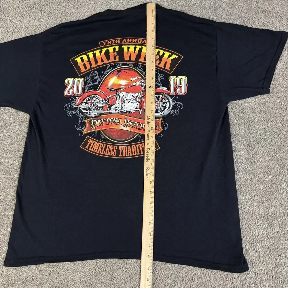 Bike Week Shirt Mens XL Black Daytona Beach 2019 Graphic Crew Neck Cotton - Picture 4 of 12